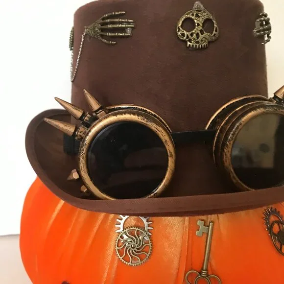 Orange Steampunk Velvet Pumpkin 🎃 - Picture 3 of 12